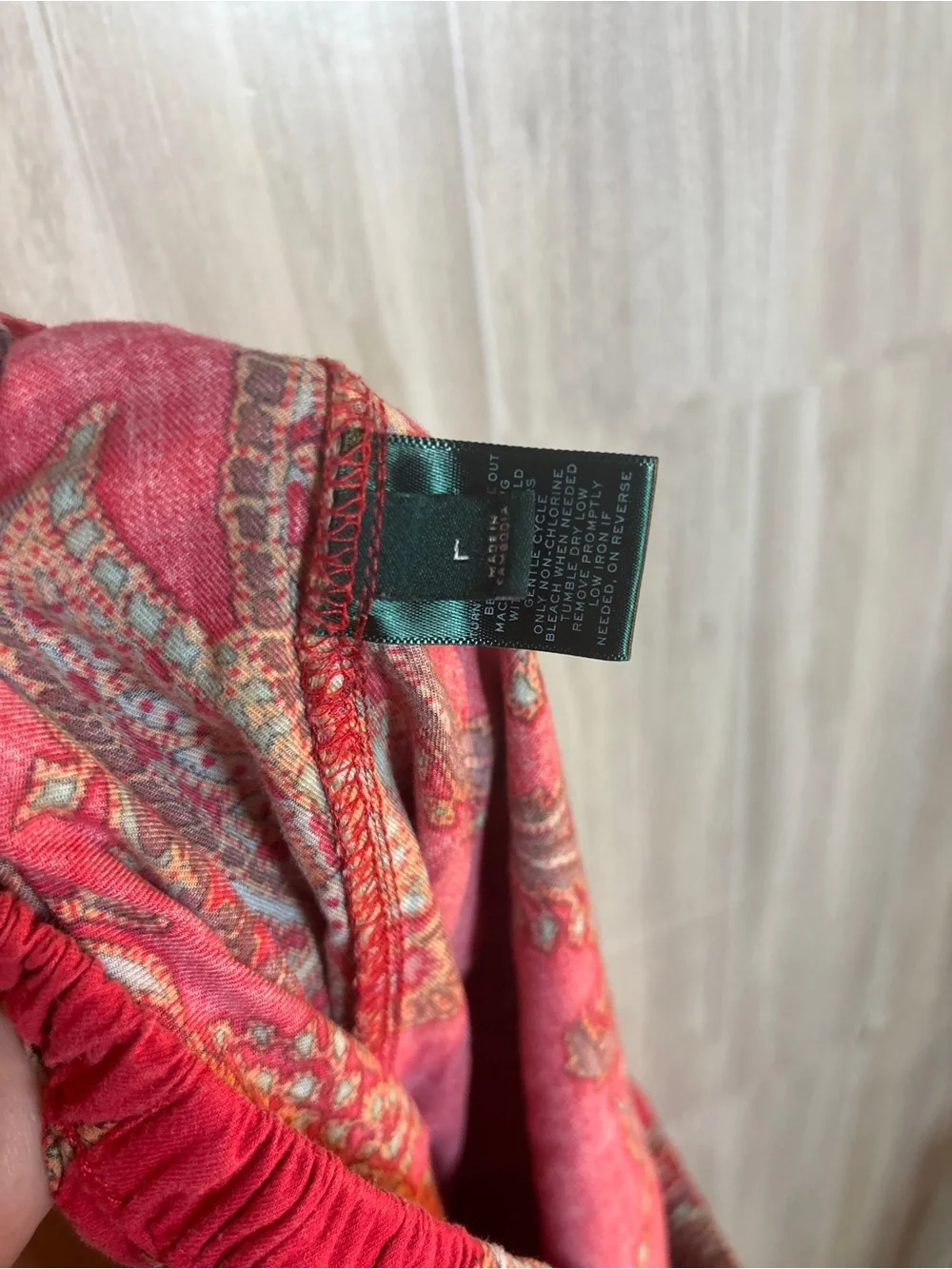 Lauren Ralph Lauren Red Paisley Cotton Modal Pajama Set Size L